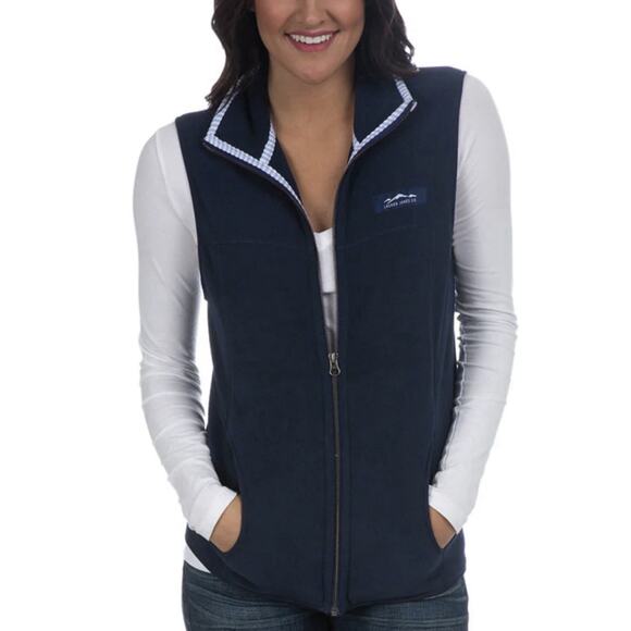 Lauren James Navy Blue Fleece The Blakely Vest Size L - Picture 1 of 12